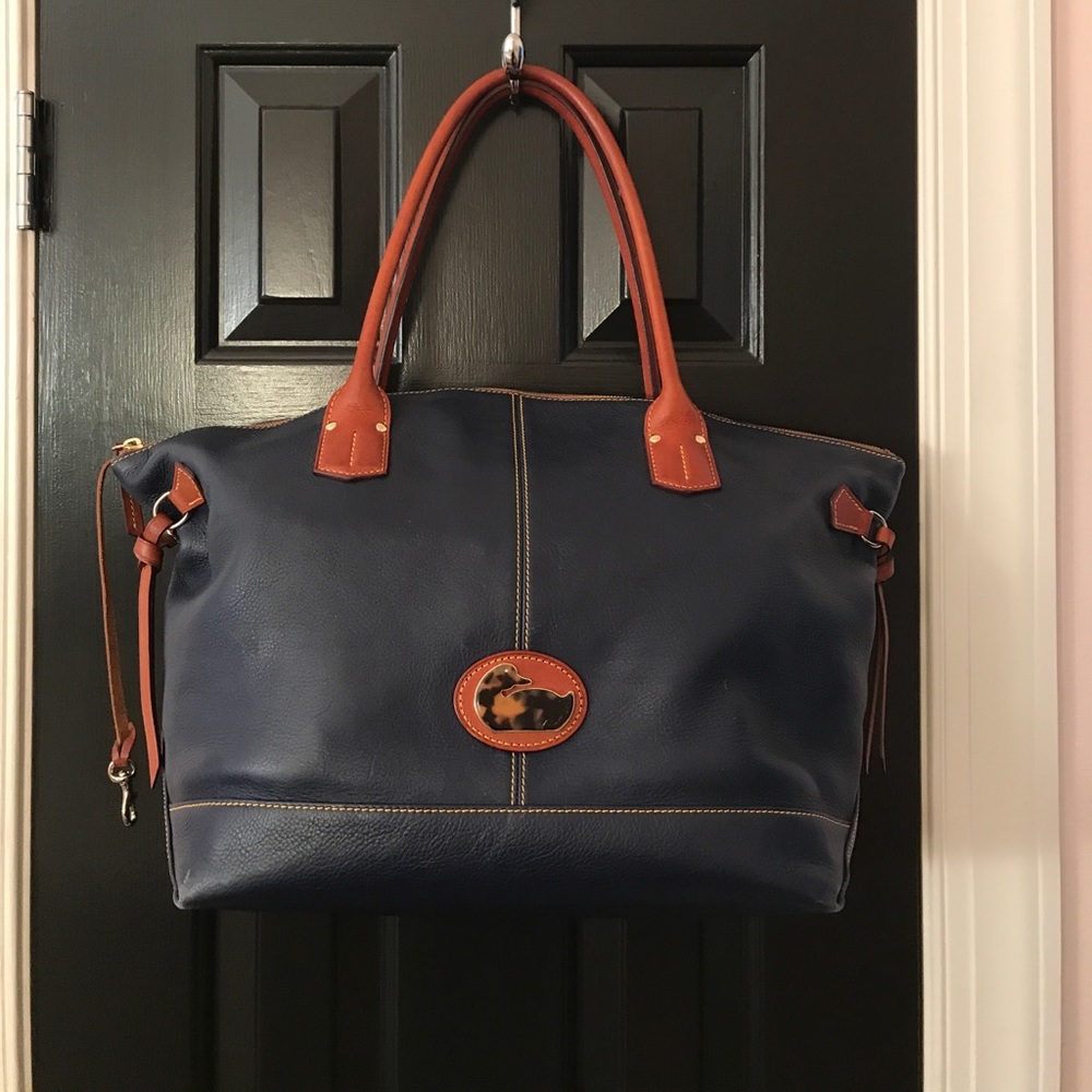 Dooney and Bourke navy and tan tote bag