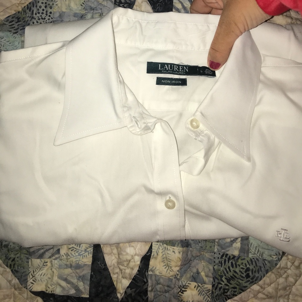 White button down polo