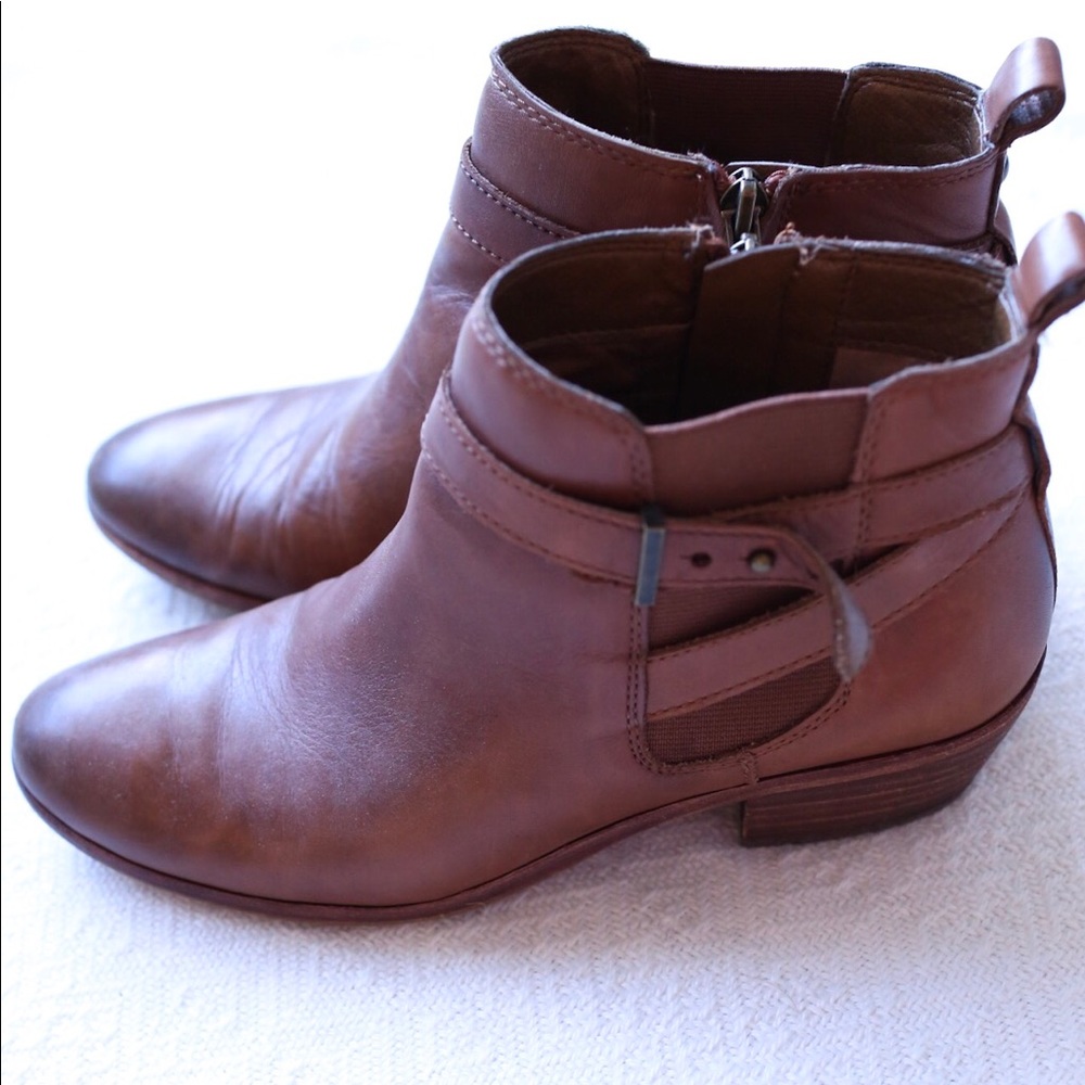 Brown leather booties