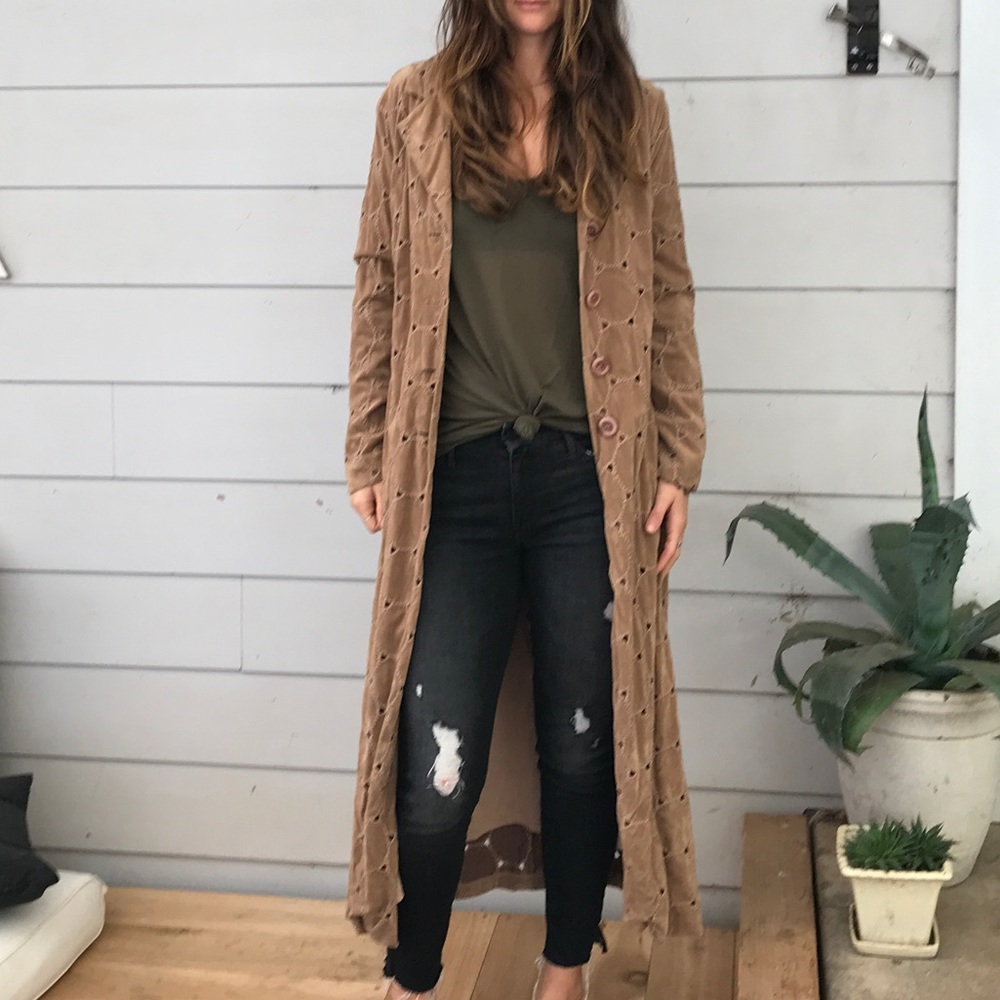 Vintage faux suede boho trench coat