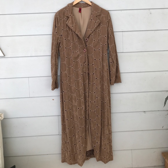 Vintage faux suede boho trench coat - Picture 5 of 8