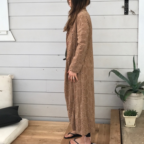 Vintage faux suede boho trench coat - Picture 2 of 8