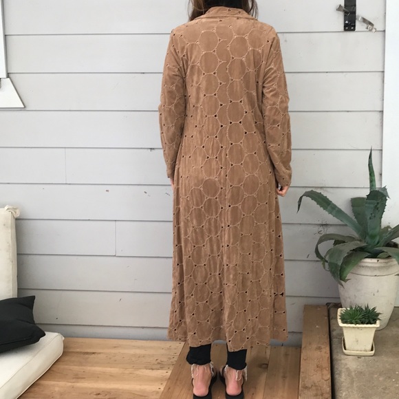 Vintage faux suede boho trench coat - Picture 3 of 8