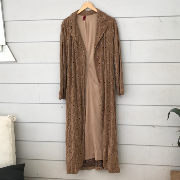 Vintage faux suede boho trench coat - Picture 4 of 8