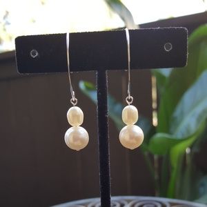Cute Twin  Pearl Sterling Silver Earrings