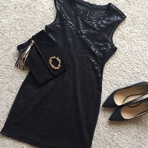 Express Sequin Little Black Cocktail Dress