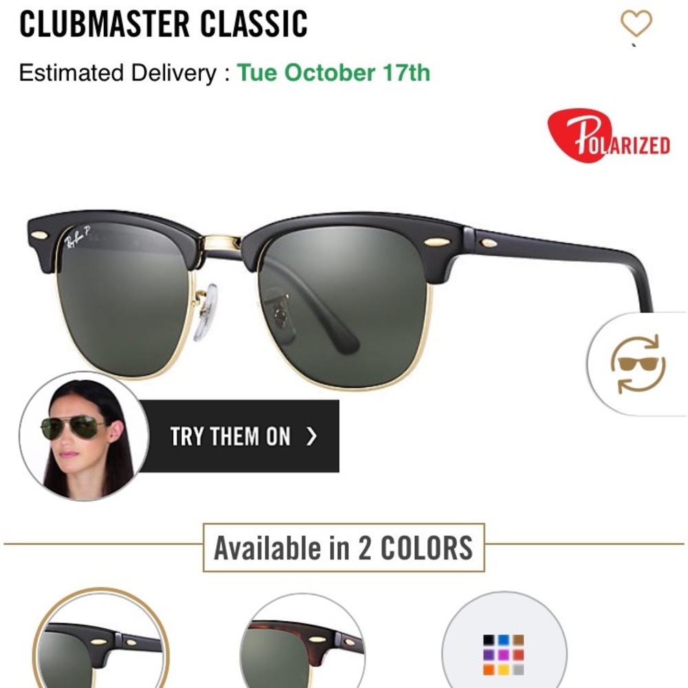 Ray Ban "Clubmaster" Classics in Black & Gold