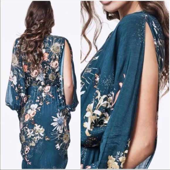 ❌SOLD❌ Jaase Boho floral Blonde Slit Dress - Picture 3 of 4