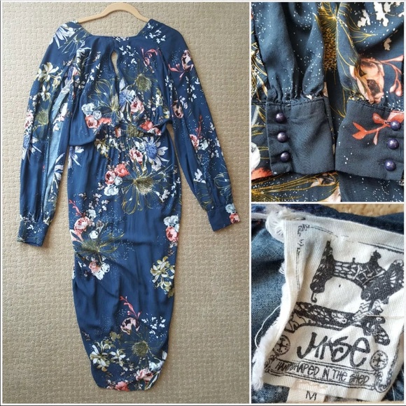 ❌SOLD❌ Jaase Boho floral Blonde Slit Dress - Picture 4 of 4