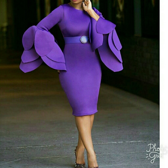 Layered Sleeve Mid-length Dress - Picture 3 of 3