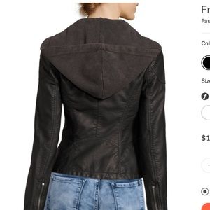 Black free people faux leather jacket
