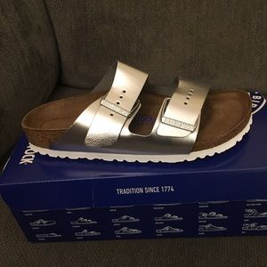 Birkenstock metallic slides