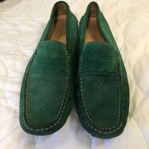 Green suede loafers!