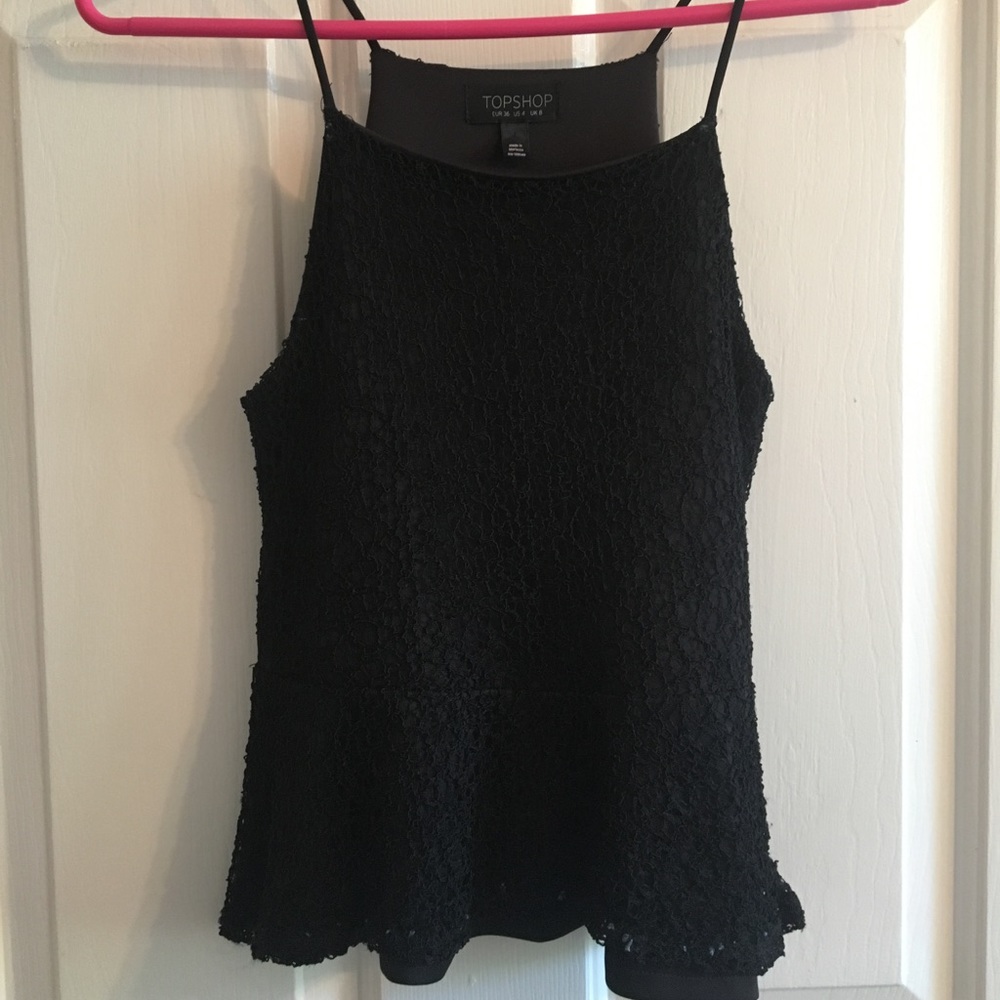 Topshop Black Peplum Top