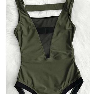 One piece olive green swim suit
