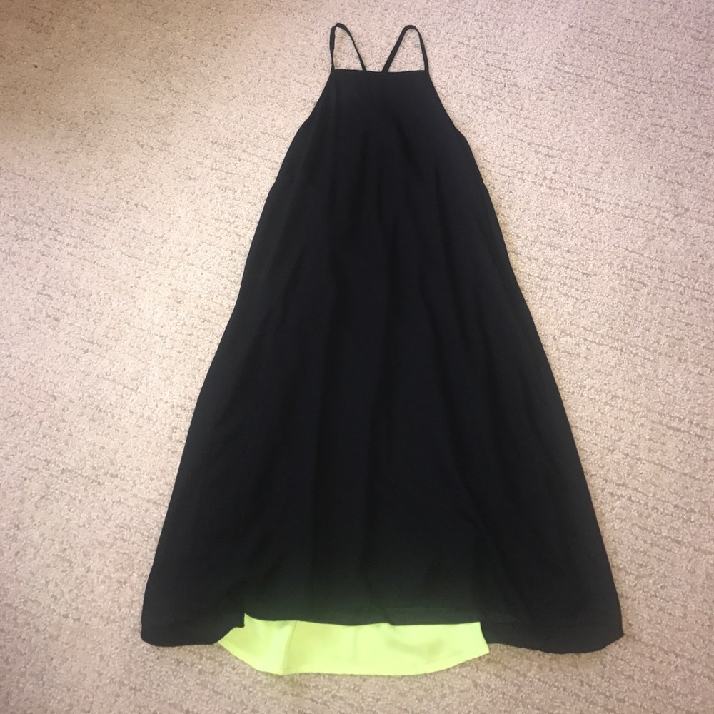 Black and neon green/yellow dress