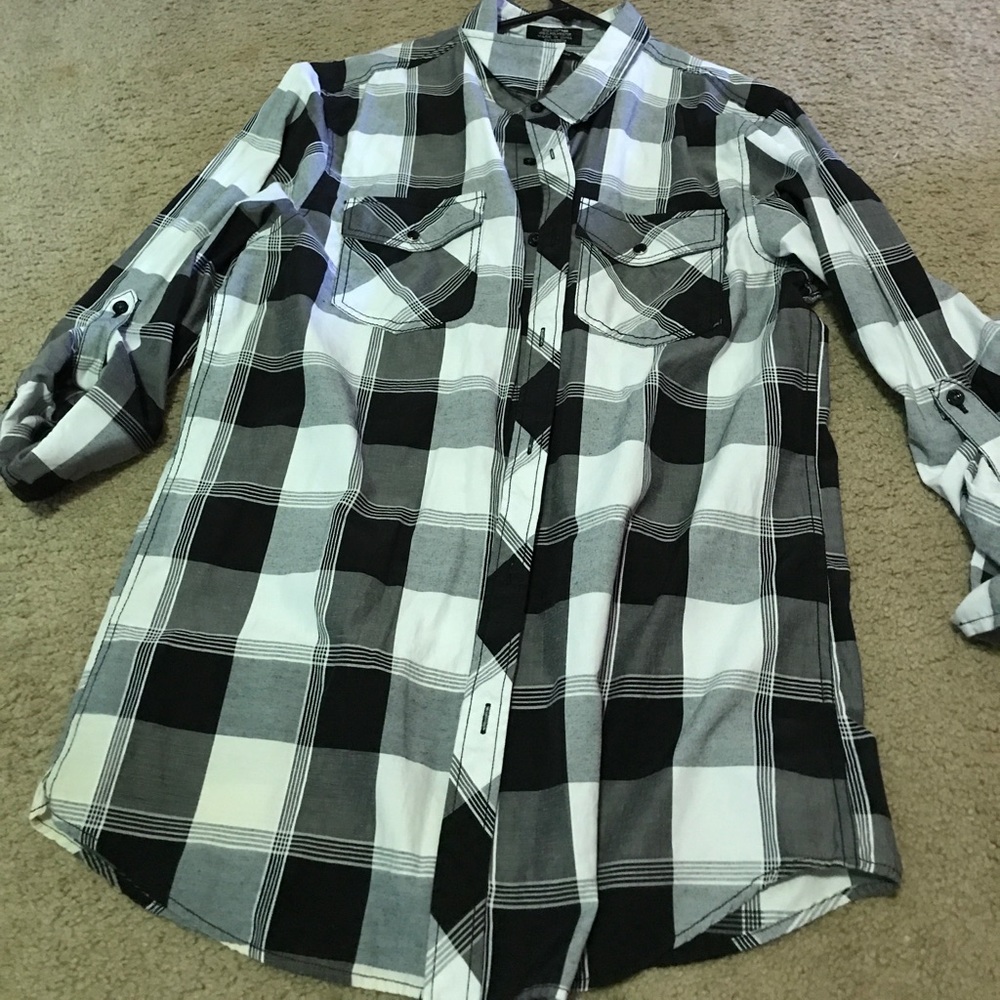 Large plaid men’s button up shirt