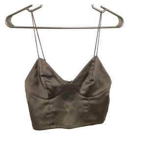 Shiny Black Cropped Camisole