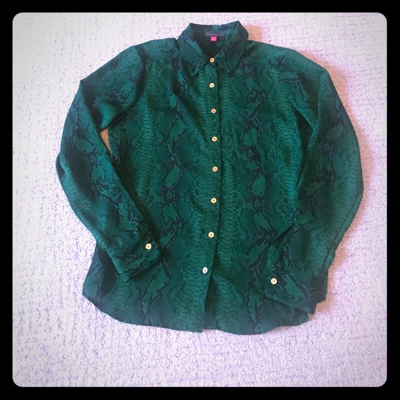 Green and black snake skin pattern blouse - Picture 1 of 1