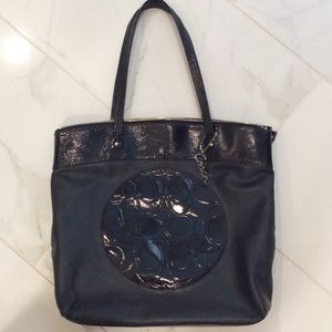 Coach patent leather black tote