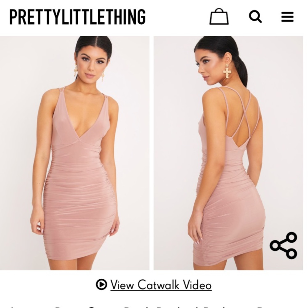 Agness Rose Cross Back Ruched Bodycon