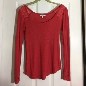 2 long sleeve shirts , light blue and coral