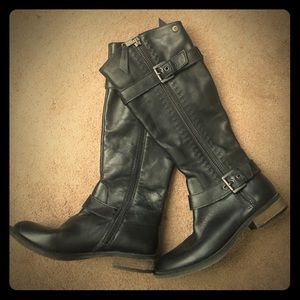 Black leather boots