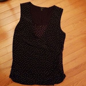 Mixed media wrap top blouse