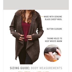 Betabrand Black Sheep Wrap Sweater Wool Hooded SM Betabrand Black Sheep Wrap Sweater Wool Hooded SM