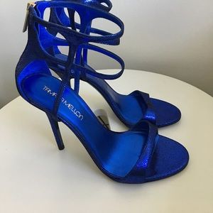 Tamara Mellon blue leather sandals size 40