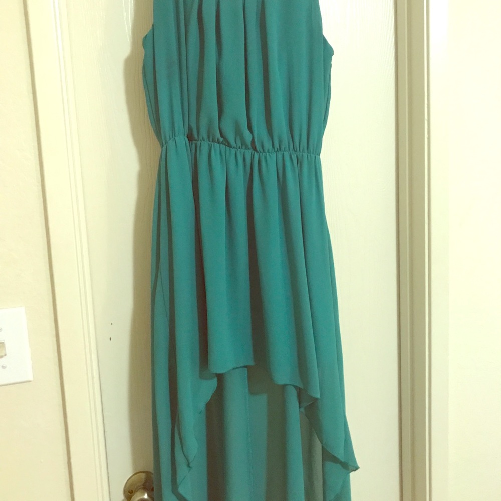 High-low teal/green dress
