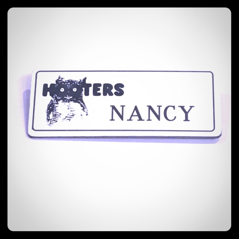 “Nancy” White Name Tag