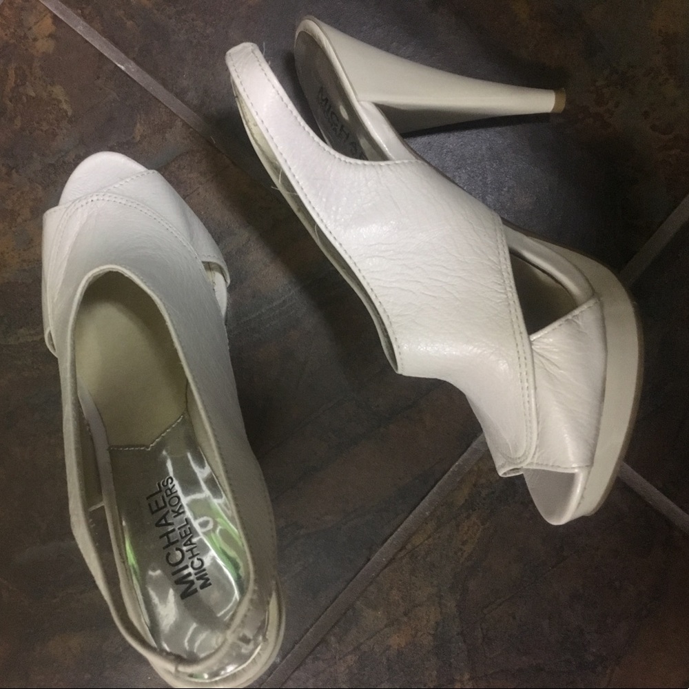 White Slingback Michael Kors Heels Pumps