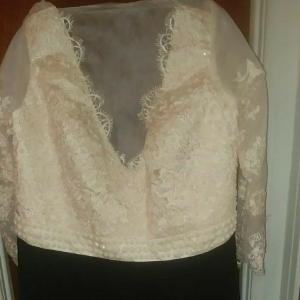 Whit and black floor length gown