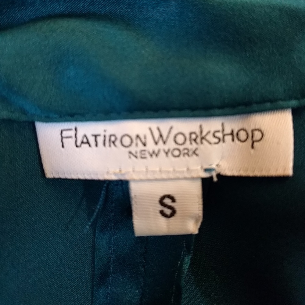 100% Silk Turquoise Rouched Long Sleeve Blouse - Unique Limited Edition - Picture 8 of 8