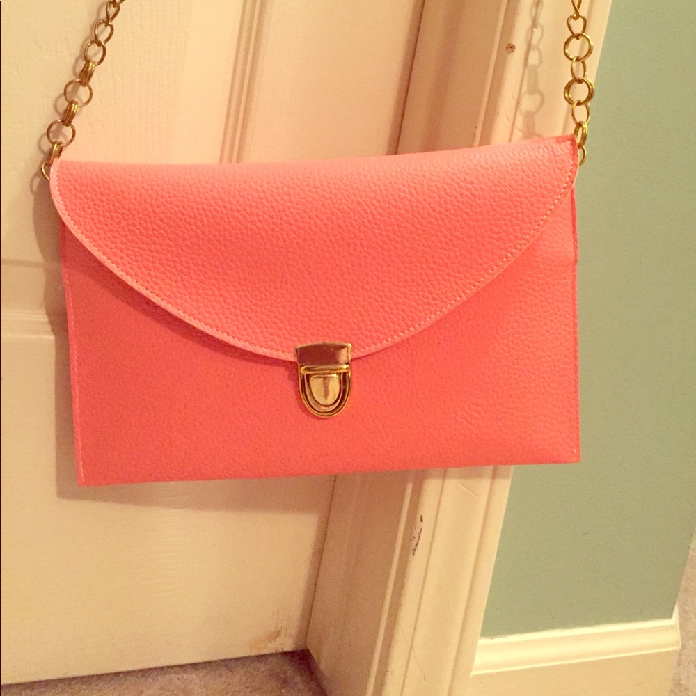 Pink cross body gold chain purse/Clutch