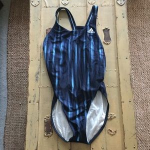 ADIDAS COMPETITION SWIMSUIT ONE PIECE SWIMSUIT NAVY PATTERN 36 S