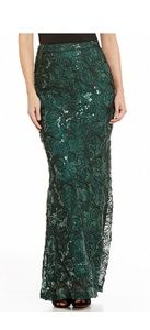 Badgley Mischka sequined green long skirt sz 8