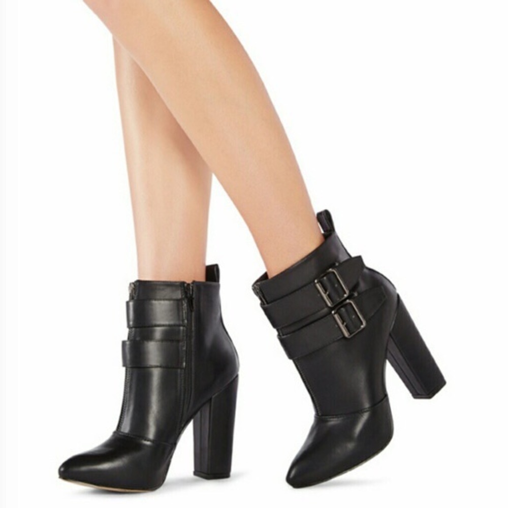 High Heel Black Belted Booties