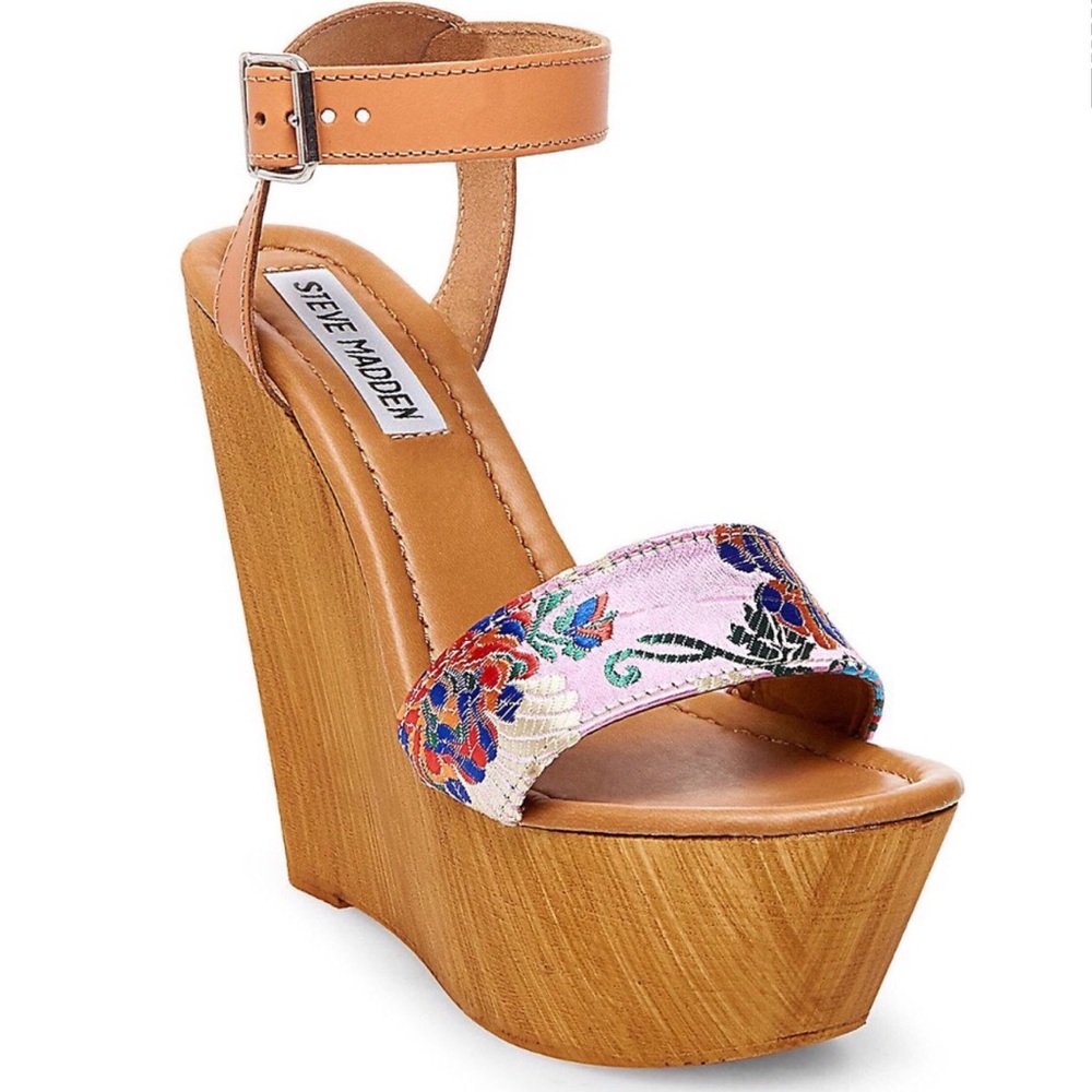 Steve Madden Bella Brown & Kimono Floral Wedge