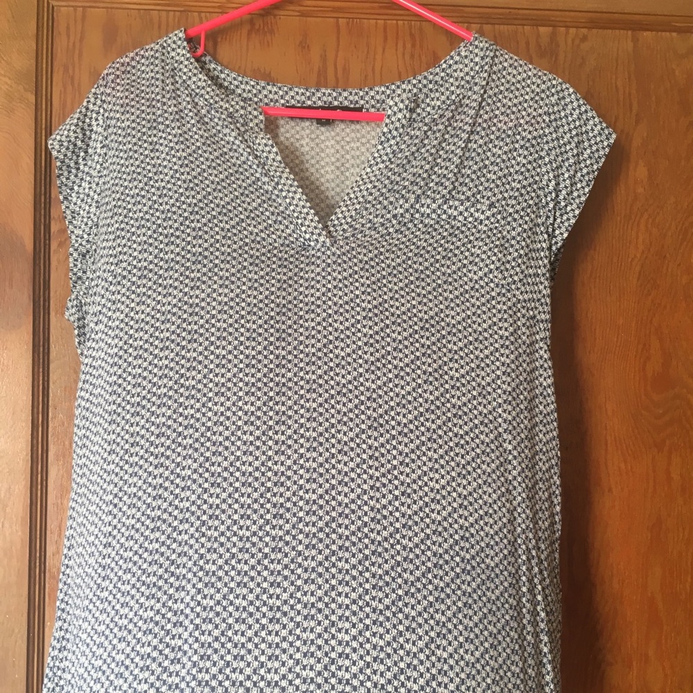 Blue and white checkered blouse