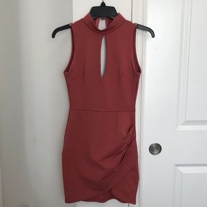 Mini zip up dark blush dress