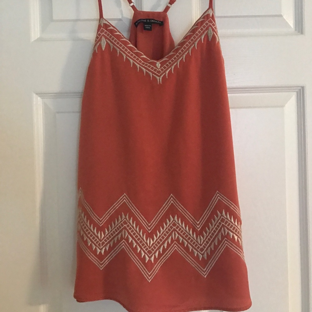 Embroidered orange blouse tank