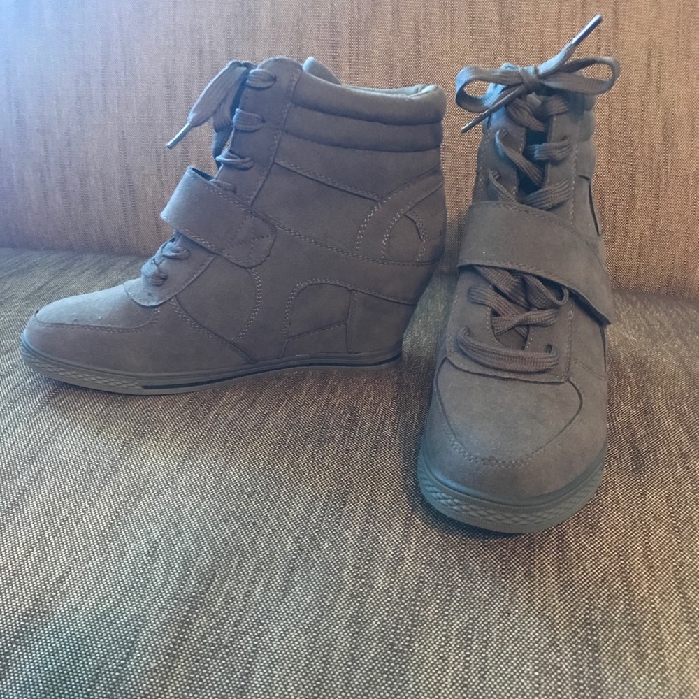 New Grey Wedge Boots