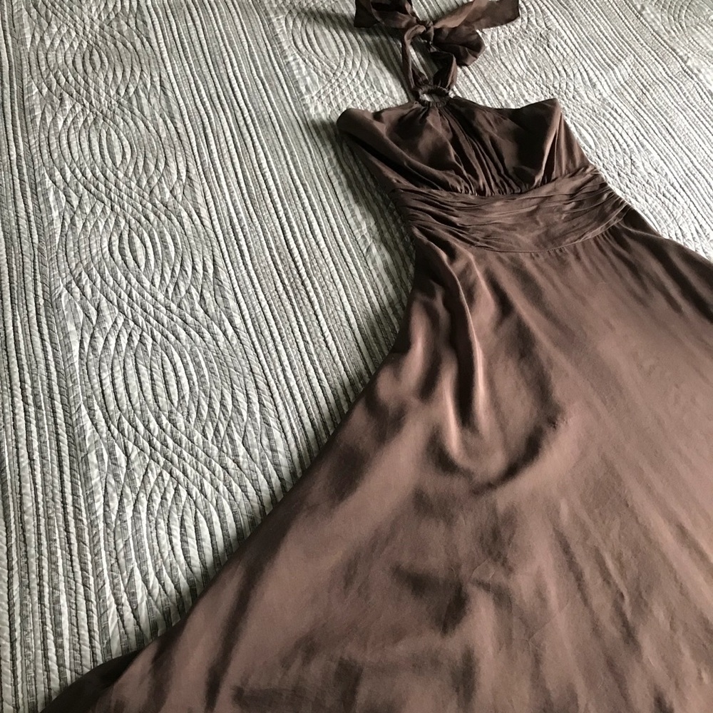 WHBM Brown Silk and Cotton Halter Dress Size 0