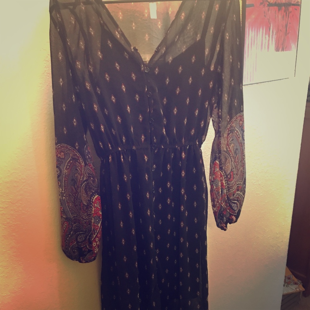 Bohemian long sleeve maxi dress