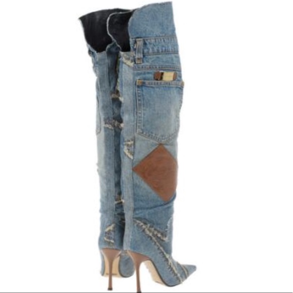 Dolce & Gabbana Shoes - Dolce & Gabbana thigh high denim stiletto boots