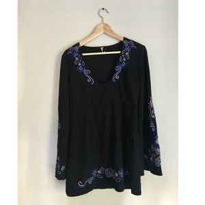 Black Free People Holiday Folk Mini Dress