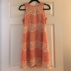 Pink Lace Dress - Lace Up Back.