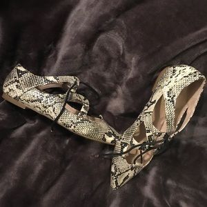 Topshop lace-up snakeskin flats